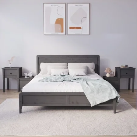 Mesitas de noche 2 uds madera de pino gris 79,5x38x65,5 cm de vidaXL, Mesitas de noche - Ref: Foro24-814544, Precio: 113,47 €...