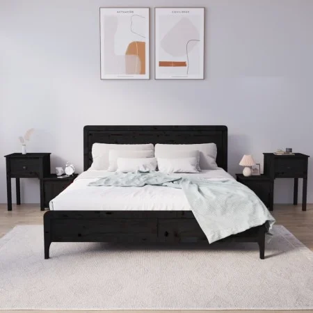 Nachttische 2 Stk. Zirbenholz schwarz 79,5x38x65,5 cm von vidaXL, Nachttische - Ref: Foro24-814548, Preis: 119,34 €, Rabatt: %
