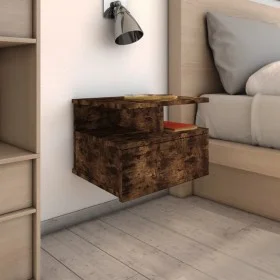 Floating bedside table 2 pcs smoked oak wood 40x31x27 cm by vidaXL, Nightstands - Ref: Foro24-815313, Price: 38,36 €, Discoun...
