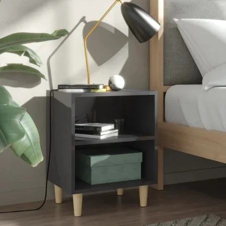 Bedside tables 2 pcs glossy gray wooden legs 40x30x50 cm by vidaXL, Nightstands - Ref: Foro24-805795, Price: 35,56 €, Discoun...