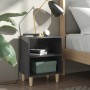 Mesitas de noche 2 uds patas de madera gris brillo 40x30x50 cm de vidaXL, Mesitas de noche - Ref: Foro24-805795, Precio: 36,0...