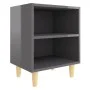 Bedside tables 2 pcs glossy gray wooden legs 40x30x50 cm by vidaXL, Nightstands - Ref: Foro24-805795, Price: 35,56 €, Discoun...