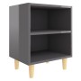 Mesitas de noche 2 uds patas de madera gris brillo 40x30x50 cm de vidaXL, Mesitas de noche - Ref: Foro24-805795, Precio: 36,0...