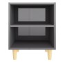 Mesitas de noche 2 uds patas de madera gris brillo 40x30x50 cm de vidaXL, Mesitas de noche - Ref: Foro24-805795, Precio: 36,0...