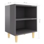 Mesitas de noche 2 uds patas de madera gris brillo 40x30x50 cm de vidaXL, Mesitas de noche - Ref: Foro24-805795, Precio: 36,0...