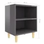 Mesitas de noche 2 uds patas de madera gris brillo 40x30x50 cm de vidaXL, Mesitas de noche - Ref: Foro24-805795, Precio: 35,5...
