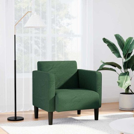 Sillón con reposabrazos verde oscuro 54 cm tejido de pana en Sillones | Comprar online en Foru.es
