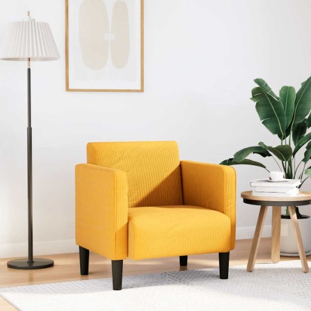 Sillón con reposabrazos amarillo claro 54 cm tejido de pana en Sillones | Comprar online en Foru.es