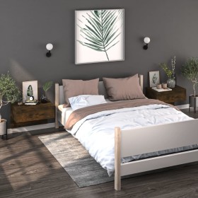 Mesita de noche de pared 2 unidades color roble ahumado de vidaXL, Mesitas de noche - Ref: Foro24-816941, Precio: 61,44 €, De...