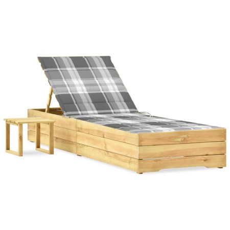 Tumbona de jardín con mesa y cojín de madera de pino impregnada en Tumbonas | Comprar online en Foru.es