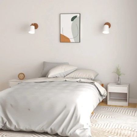 Mesitas de noche 2 uds madera maciza de pino blanca 40x31x40 cm de vidaXL, Mesitas de noche - Ref: Foro24-808066, Precio: 79,...