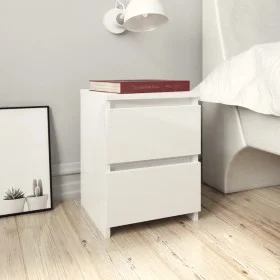 Mesita de noche de aglomerado blanco brillante 30x30x40 cm de vidaXL, Mesitas de noche - Ref: Foro24-800525, Precio: 45,73 €,...
