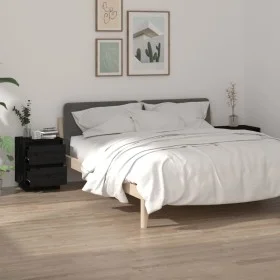 Mesitas de noche 2 uds madera maciza de pino negro 40x35x50 cm de vidaXL, Mesitas de noche - Ref: Foro24-813324, Precio: 104,...