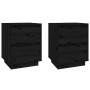 Mesitas de noche 2 uds madera maciza de pino negro 40x35x50 cm de vidaXL, Mesitas de noche - Ref: Foro24-813324, Precio: 105,...
