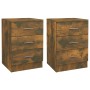 Mesitas de noche 2 uds contrachapado roble ahumado 38x35x56 cm de vidaXL, Mesitas de noche - Ref: Foro24-815322, Precio: 65,8...