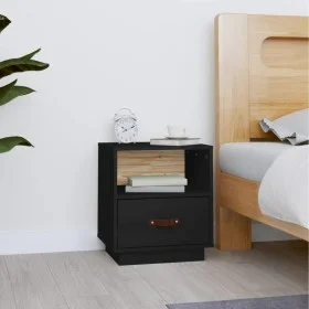 Mesita de noche madera maciza de pino negro 40x34x45 cm de vidaXL, Mesitas de noche - Ref: Foro24-818303, Precio: 46,36 €, De...