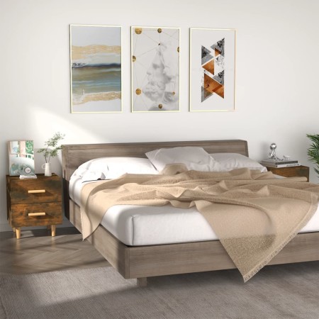 Mesitas de noche 2 unidades color roble ahumado 40x35x47,5 cm de vidaXL, Mesitas de noche - Ref: Foro24-817286, Precio: 57,50...