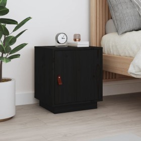 Mesita de noche madera maciza de pino negro 40x34x45 cm de vidaXL, Mesitas de noche - Ref: Foro24-818283, Precio: 44,04 €, De...