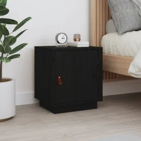 Mesita de noche madera maciza de pino negro 40x34x45 cm de vidaXL, Mesitas de noche - Ref: Foro24-818283, Precio: 39,22 €, De...