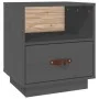 Mesita de noche madera maciza de pino gris 40x34x45 cm de vidaXL, Mesitas de noche - Ref: Foro24-818299, Precio: 46,36 €, Des...
