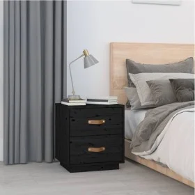Mesita de noche madera maciza de pino negro 40x34x45 cm de vidaXL, Mesitas de noche - Ref: Foro24-818333, Precio: 46,48 €, De...