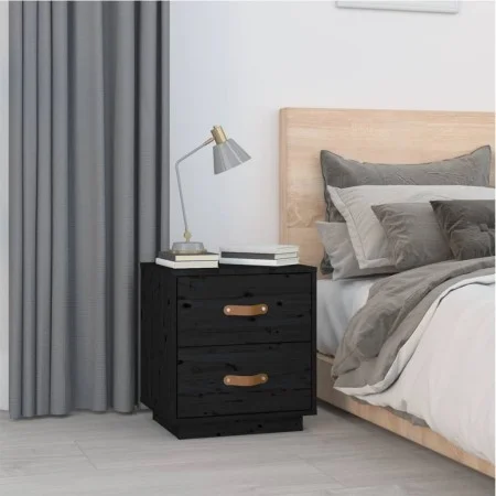 Mesita de noche madera maciza de pino negro 40x34x45 cm de vidaXL, Mesitas de noche - Ref: Foro24-818333, Precio: 46,48 €, De...