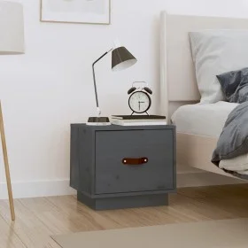 Mesita de noche madera maciza de pino gris 40x34x35 cm de vidaXL, Mesitas de noche - Ref: Foro24-818289, Precio: 36,91 €, Des...
