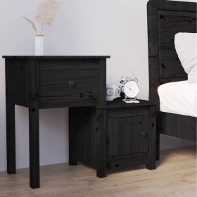 Mesita de noche madera maciza de pino negro 79,5x38x65,5 cm de vidaXL, Mesitas de noche - Ref: Foro24-814547, Precio: 65,95 €...