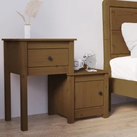 Mesita de noche madera maciza pino marrón miel 79,5x38x65,5 cm de vidaXL, Mesitas de noche - Ref: Foro24-814545, Precio: 61,5...