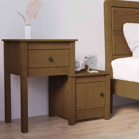 Mesita de noche madera maciza pino marrón miel 79,5x38x65,5 cm de vidaXL, Mesitas de noche - Ref: Foro24-814545, Precio: 61,5...
