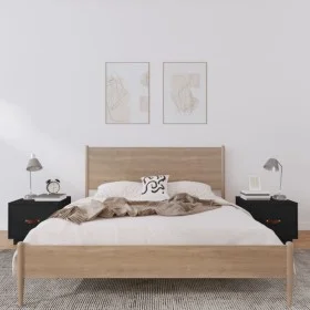 Bedside tables 2 pcs solid black pine wood 40x34x35 cm by vidaXL, Nightstands - Ref: Foro24-818294, Price: 61,52 €, Discount: %