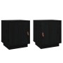Mesitas de noche 2 uds madera maciza de pino negro 40x34x45 cm de vidaXL, Mesitas de noche - Ref: Foro24-818284, Precio: 64,2...