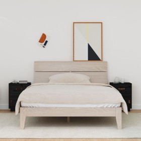Mesitas de noche 2 uds madera maciza de pino negro 40x34x55 cm de vidaXL, Mesitas de noche - Ref: Foro24-818314, Precio: 81,9...