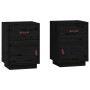 Mesitas de noche 2 uds madera maciza de pino negro 40x34x55 cm de vidaXL, Mesitas de noche - Ref: Foro24-818314, Precio: 81,9...