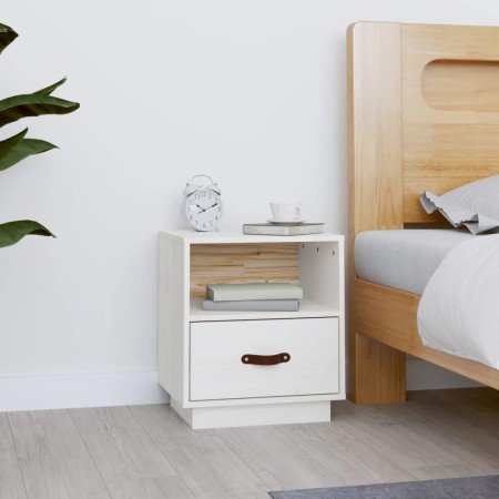 Mesita de noche madera maciza de pino blanca 40x34x45 cm de vidaXL, Mesitas de noche - Ref: Foro24-818297, Precio: 57,09 €, D...
