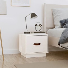 Mesita de noche madera maciza de pino blanco 40x34x35 cm de vidaXL, Mesitas de noche - Ref: Foro24-818287, Precio: 38,08 €, D...