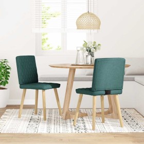 Sillas de comedor 2 unidades tela verde oscuro en Sillas de comedor | Comprar online en Foru.es