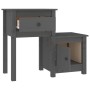 Mesita de noche madera maciza de pino gris 79,5x38x65,5 cm de vidaXL, Mesitas de noche - Ref: Foro24-814543, Precio: 73,33 €,...