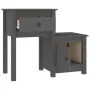Mesita de noche madera maciza de pino gris 79,5x38x65,5 cm de vidaXL, Mesitas de noche - Ref: Foro24-814543, Precio: 65,34 €,...