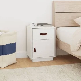 Mesita de noche madera maciza de pino blanco 40x34x55 cm de vidaXL, Mesitas de noche - Ref: Foro24-818307, Precio: 52,61 €, D...