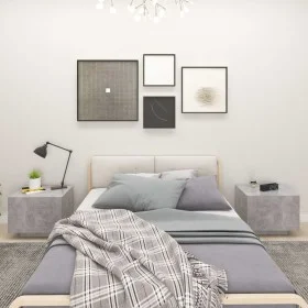 Mesita de noche madera de ingeniería gris hormigón 100x35x40 cm de vidaXL, Mesitas de noche - Ref: Foro24-3082769, Precio: 53...