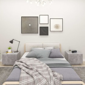 Mesita de noche madera de ingeniería gris hormigón 100x35x40 cm de vidaXL, Mesitas de noche - Ref: Foro24-3082769, Precio: 54...