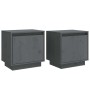 Mesitas de noche 2 uds madera maciza de pino gris 40x30x40 cm de vidaXL, Mesitas de noche - Ref: Foro24-813310, Precio: 55,28...