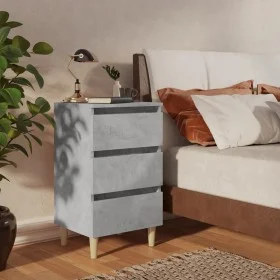 Bedside table solid wood legs concrete gray 40x35x69 cm by vidaXL, Nightstands - Ref: Foro24-805895, Price: 49,14 €, Discount: %