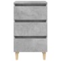 Mesita de noche patas madera maciza gris hormigón 40x35x69 cm de vidaXL, Mesitas de noche - Ref: Foro24-805895, Precio: 49,76...