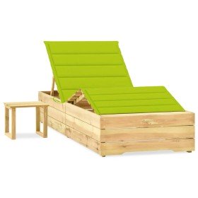 Tumbona de jardín con mesa y cojín de madera de pino impregnada en Tumbonas | Comprar online en Foru.es