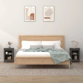 Mesitas de noche 2 uds madera maciza de pino gris 40x35x55 cm de vidaXL, Mesitas de noche - Ref: Foro24-820961, Precio: 95,60...