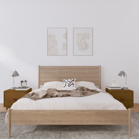 Mesitas de noche 2 uds madera de pino marrón miel 40x34x35 cm de vidaXL, Mesitas de noche - Ref: Foro24-818292, Precio: 64,40...