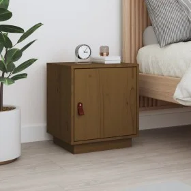 Mesita de noche madera maciza de pino marrón miel 40x34x45 cm de vidaXL, Mesitas de noche - Ref: Foro24-818281, Precio: 39,22...