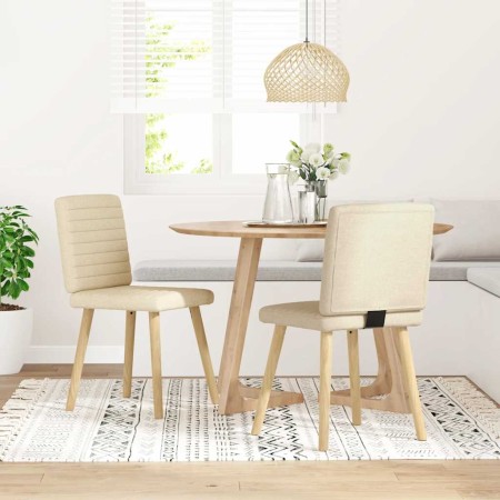 Sillas de comedor 2 unidades tela color crema en Sillas de comedor | Comprar online en Foru.es